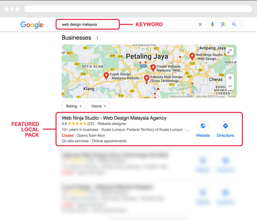 seo malaysia - featured local pack