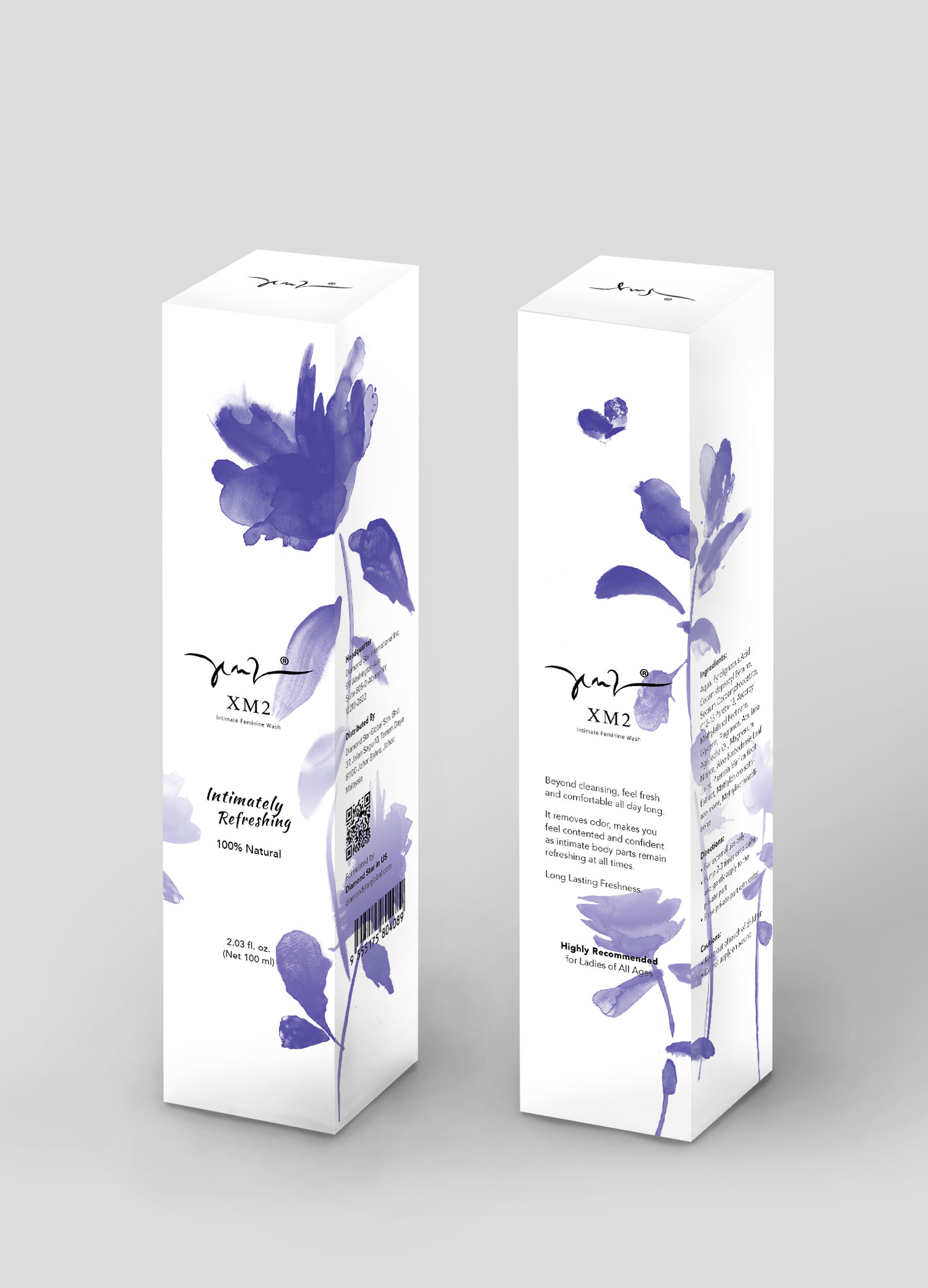 XM2 Feminine Wash Packaging Design Mock-up